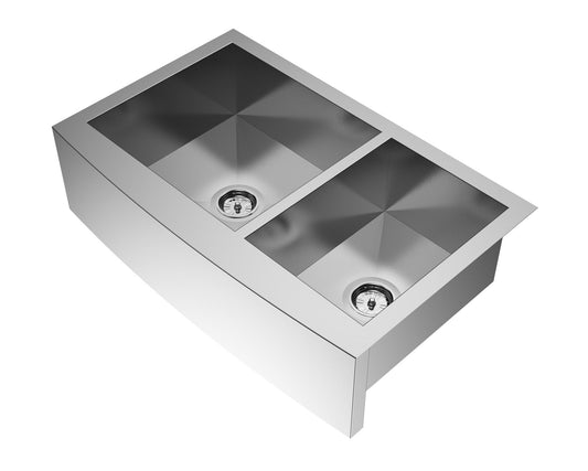 32" x 20" Double Bowl Apron Sink